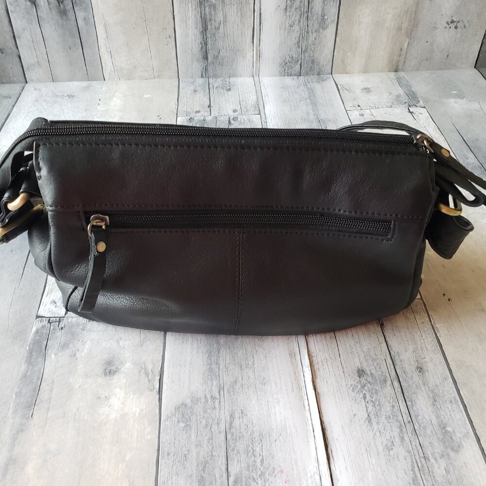 Black Leather Handbag with Gold Colored Hardware - Picture 10 of 10